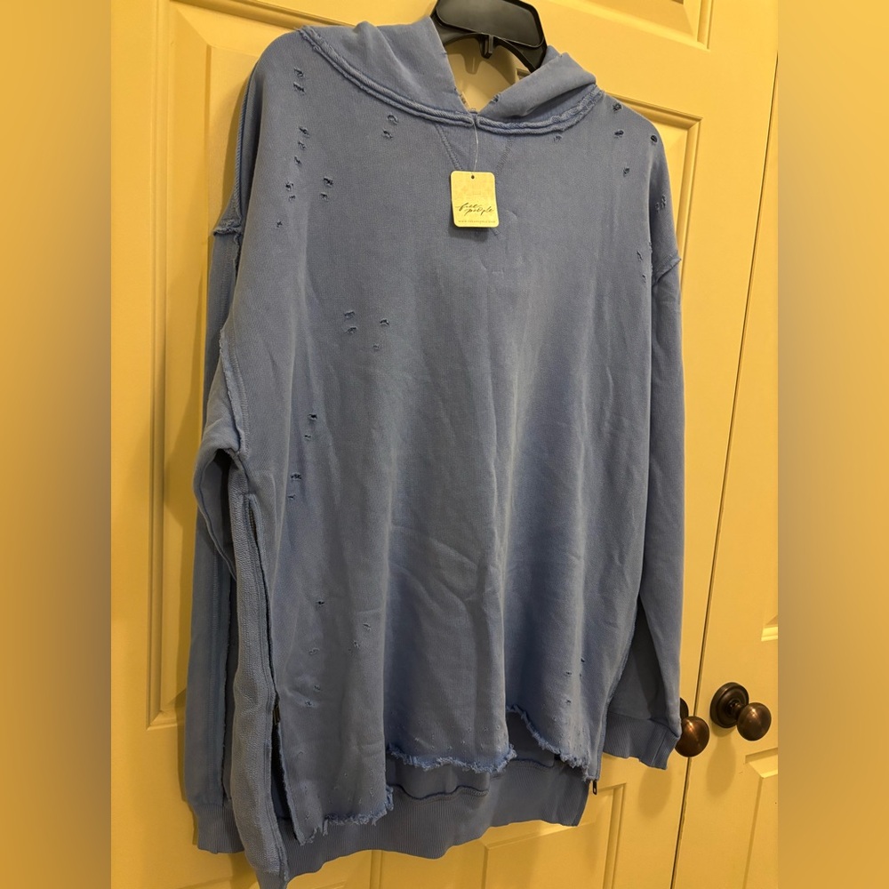 NWT! 🌟Free People Everyday Hoodie Distressed Sweatshirt🌟. Size X-Small. - Picture 5 of 11